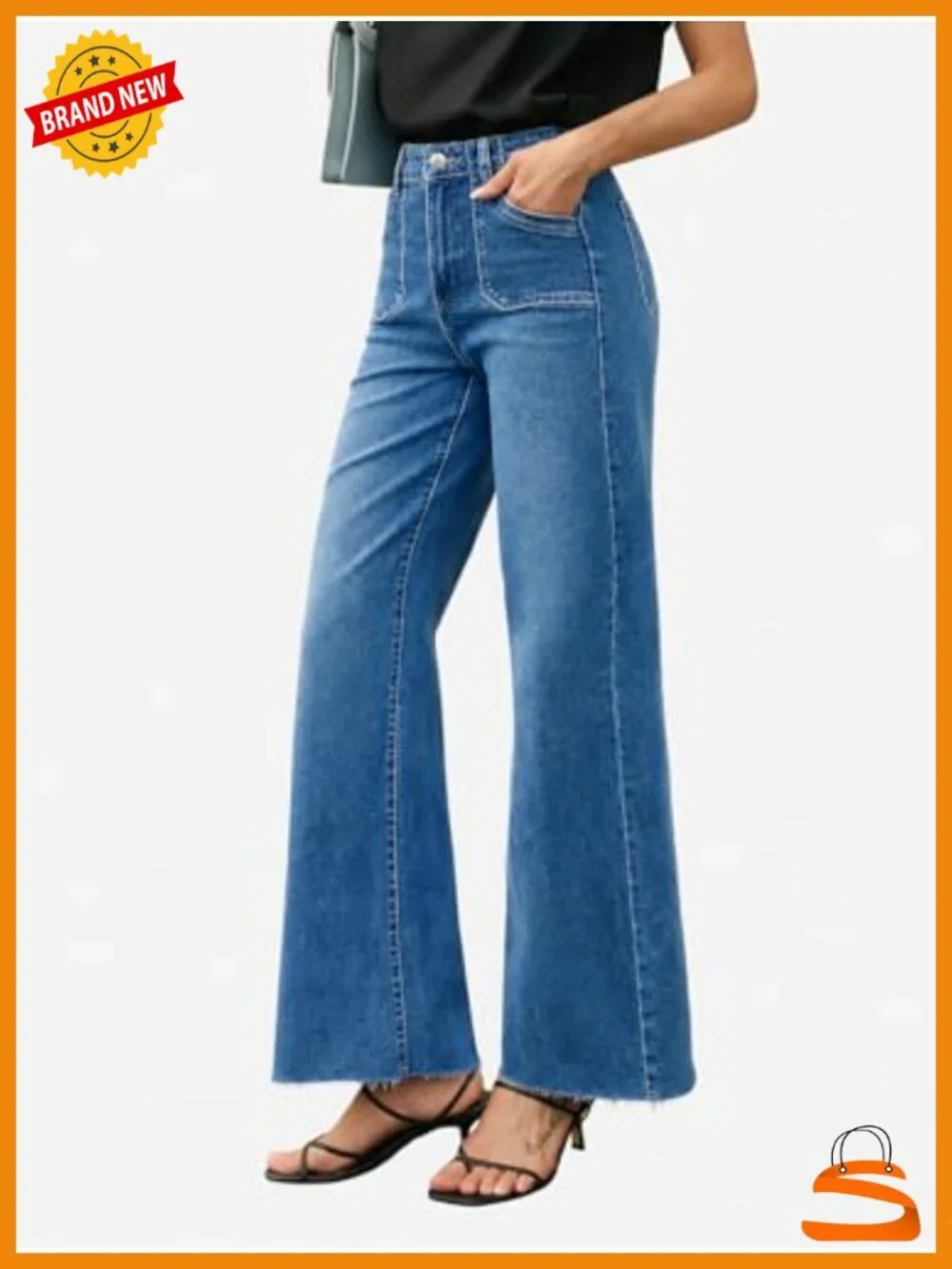 Wide Leg High Waisted Jeans Stretchy Straight Denim Pants Baggy Loose Fit with